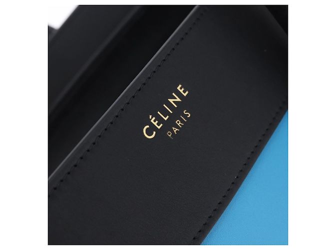 Céline Borsa a mano CELINE Luggage Mini Shopper in pelle Blu Turchese Auth LN125SAM - vista 19