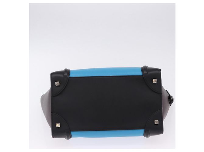 Céline Borsa a mano CELINE Luggage Mini Shopper in pelle Blu Turchese Auth LN125SAM - vista 6