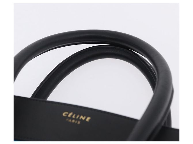 Céline Borsa a mano CELINE Luggage Mini Shopper in pelle Blu Turchese Auth LN125SAM - vista 9