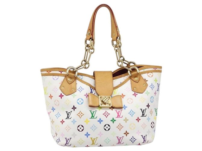Borsa Tote LOUIS VUITTON Monogram Multicolor Annie GM White M40303 LV Auth 203647 Bianco - vista 13