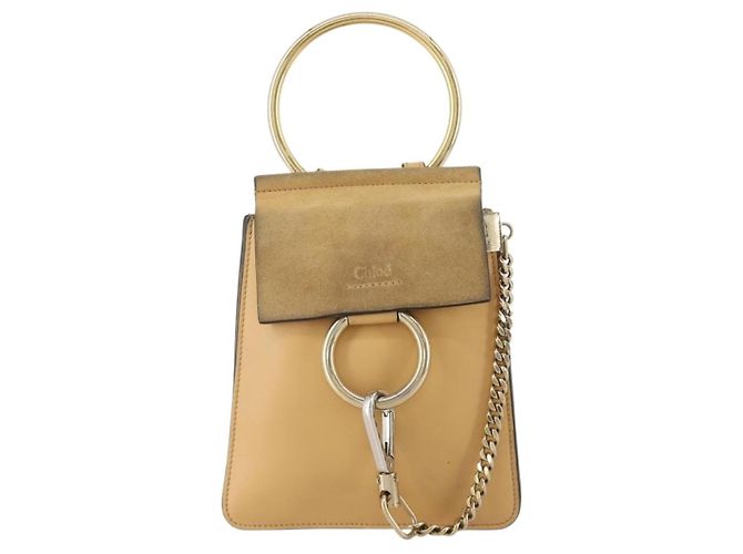 Chloé Borsa a Tracolla Chloe Fay Camoscio Beige Tono Oro Auth 201285 - vista 2