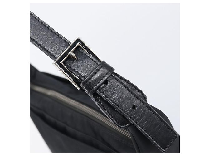 FENDI Schultertasche Nylon Schwarz Silber Auth 203677A - Ansicht 10
