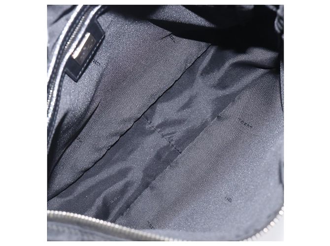 FENDI Schultertasche Nylon Schwarz Silber Auth 203677A - Ansicht 11