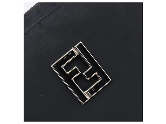 FENDI Schultertasche Nylon Schwarz Silber Auth 203677A - Ansicht 18