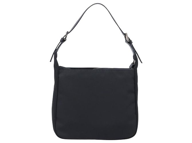 FENDI Schultertasche Nylon Schwarz Silber Auth 203677A - Ansicht 2
