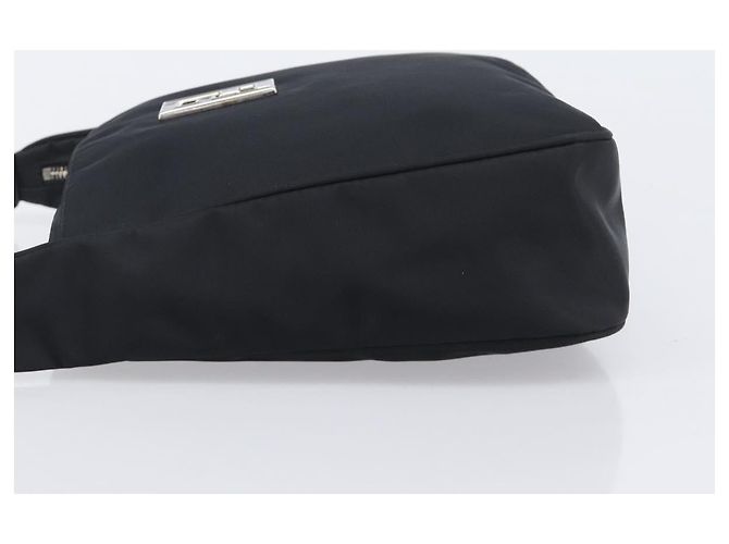 FENDI Schultertasche Nylon Schwarz Silber Auth 203677A - Ansicht 4