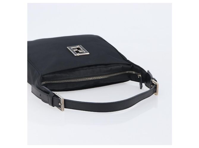 FENDI Schultertasche Nylon Schwarz Silber Auth 203677A - Ansicht 7