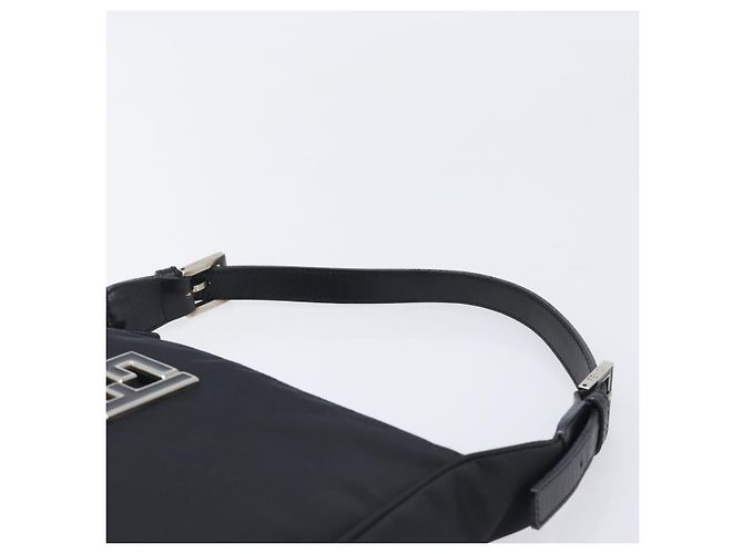 FENDI Schultertasche Nylon Schwarz Silber Auth 203677A - Ansicht 8