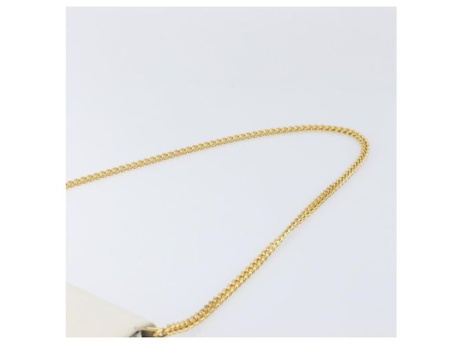 Bolsa de Ombro com Corrente GUCCI em Couro Branco Ouro Auth 204318 Dourado - vista 14