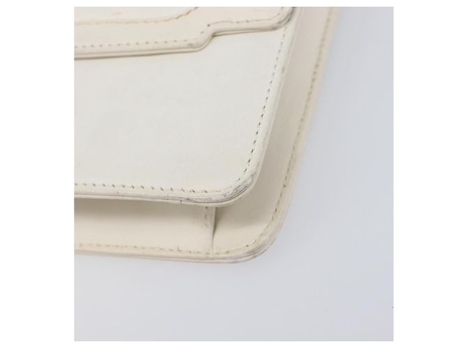 Bolsa de Ombro com Corrente GUCCI em Couro Branco Ouro Auth 204318 Dourado - vista 15