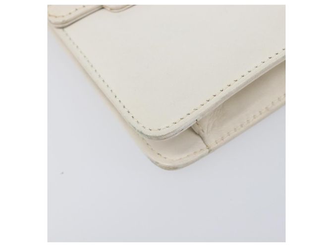 Bolsa de Ombro com Corrente GUCCI em Couro Branco Ouro Auth 204318 Dourado - vista 16
