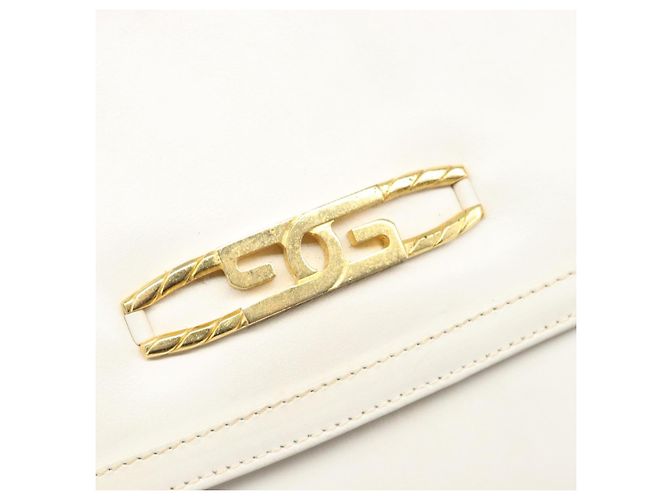 Bolsa de Ombro com Corrente GUCCI em Couro Branco Ouro Auth 204318 Dourado - vista 20