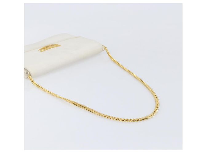 Bolsa de Ombro com Corrente GUCCI em Couro Branco Ouro Auth 204318 Dourado - vista 7