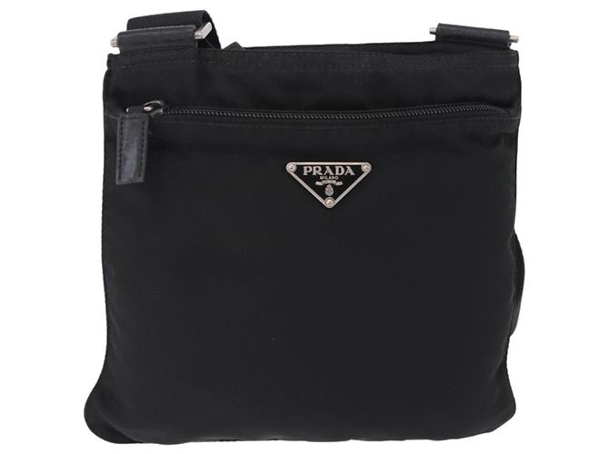 Borsa a Tracolla PRADA Nylon Nero Argento Auth 200013A - vista 13