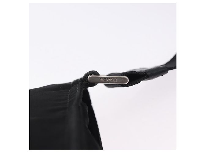 Borsa a Tracolla PRADA Nylon Nero Argento Auth 200013A - vista 20