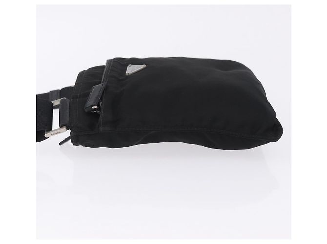 Borsa a Tracolla PRADA Nylon Nero Argento Auth 200013A - vista 4
