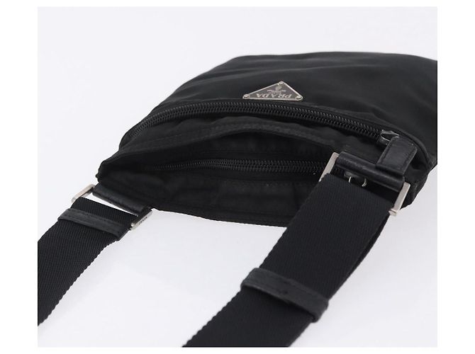 Borsa a Tracolla PRADA Nylon Nero Argento Auth 200013A - vista 6