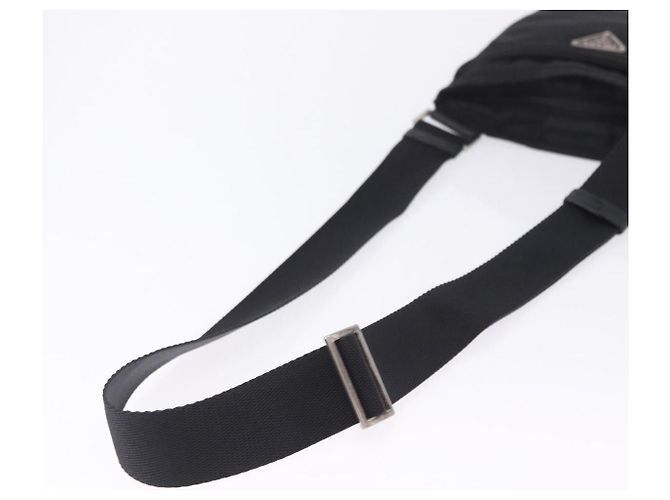 Borsa a Tracolla PRADA Nylon Nero Argento Auth 200013A - vista 7
