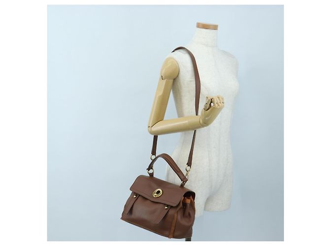 Autre Marque SAINT LAURENT Borsa a mano Muse Toe in pelle 2way Marrone Oro 283761 Auth 203469V D'oro - vista 32
