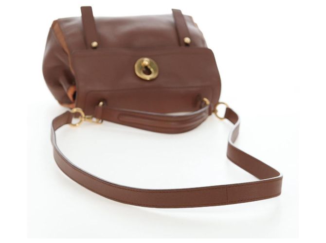 Autre Marque SAINT LAURENT Borsa a mano Muse Toe in pelle 2way Marrone Oro 283761 Auth 203469V D'oro - vista 8
