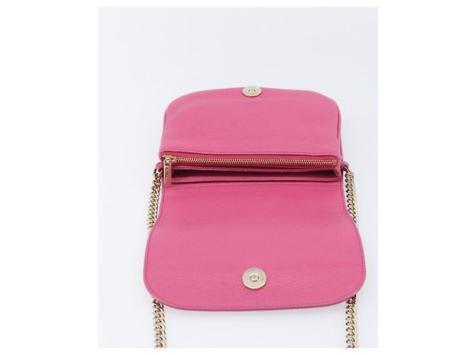 Borsa a Tracolla con Catena Jimmy Choo Pelle Rosa Tono Oro Auth 204657A - vista 10