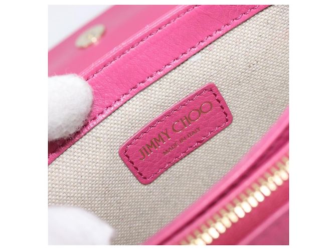 Borsa a Tracolla con Catena Jimmy Choo Pelle Rosa Tono Oro Auth 204657A - vista 19