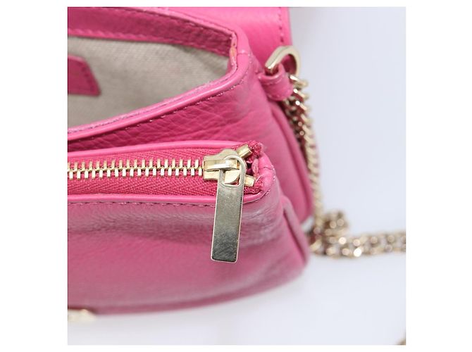 Borsa a Tracolla con Catena Jimmy Choo Pelle Rosa Tono Oro Auth 204657A - vista 22