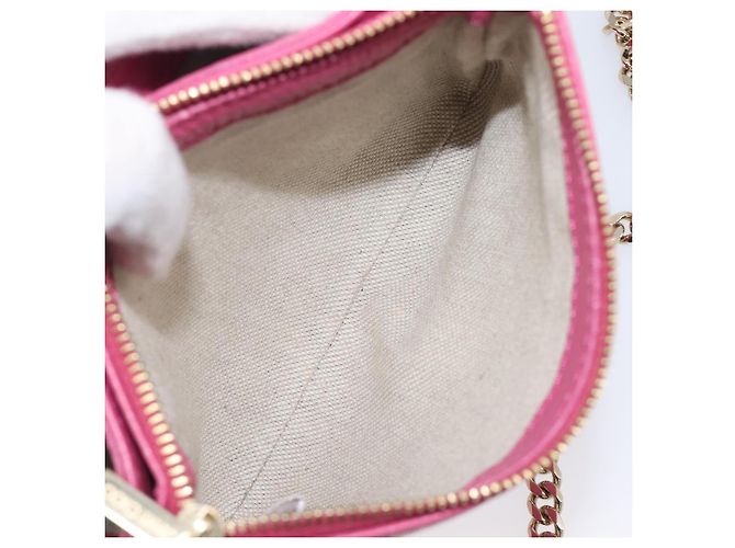 Borsa a Tracolla con Catena Jimmy Choo Pelle Rosa Tono Oro Auth 204657A - vista 23