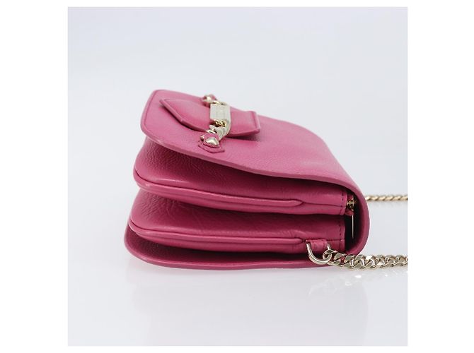 Borsa a Tracolla con Catena Jimmy Choo Pelle Rosa Tono Oro Auth 204657A - vista 3