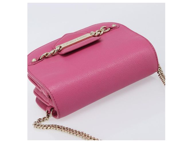 Borsa a Tracolla con Catena Jimmy Choo Pelle Rosa Tono Oro Auth 204657A - vista 6