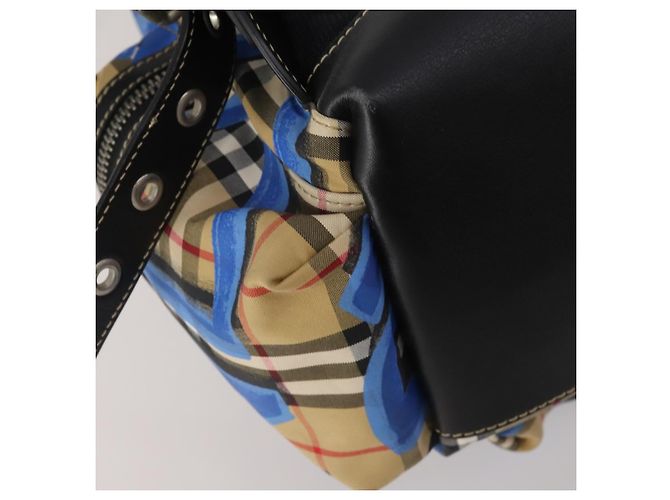 Mochila BURBERRY Nova Check Nylon Beige Silver Auth mr2901A Plata - vista 11