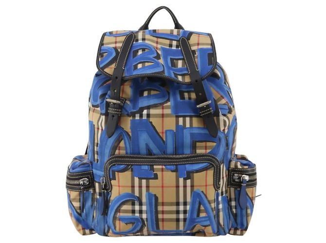 Mochila BURBERRY Nova Check Nylon Beige Silver Auth mr2901A Plata - vista 13