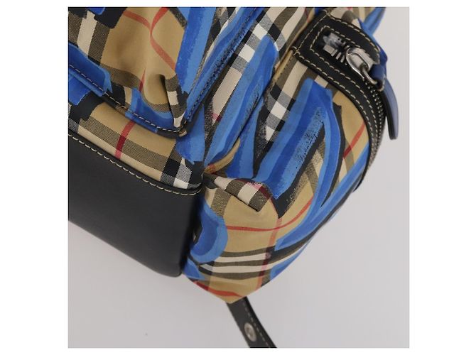 Mochila BURBERRY Nova Check Nylon Beige Silver Auth mr2901A Plata - vista 15
