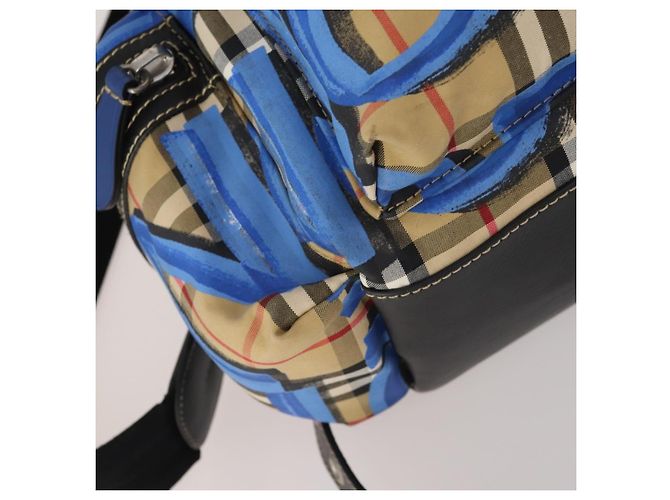 Mochila BURBERRY Nova Check Nylon Beige Silver Auth mr2901A Plata - vista 16