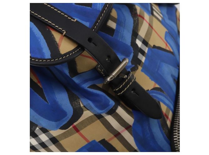 Mochila BURBERRY Nova Check Nylon Beige Silver Auth mr2901A Plata - vista 18