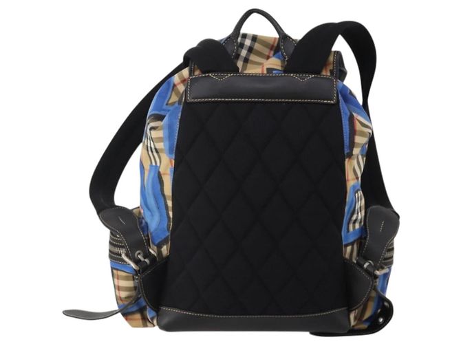 Mochila BURBERRY Nova Check Nylon Beige Silver Auth mr2901A Plata - vista 2