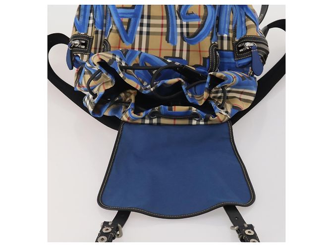Mochila BURBERRY Nova Check Nylon Beige Silver Auth mr2901A Plata - vista 20