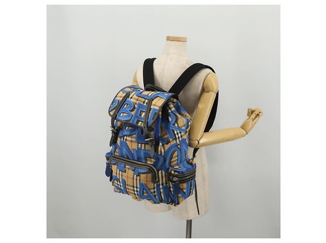 Mochila BURBERRY Nova Check Nylon Beige Silver Auth mr2901A Plata - vista 28