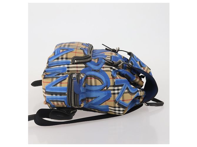 Mochila BURBERRY Nova Check Nylon Beige Silver Auth mr2901A Plata - vista 3