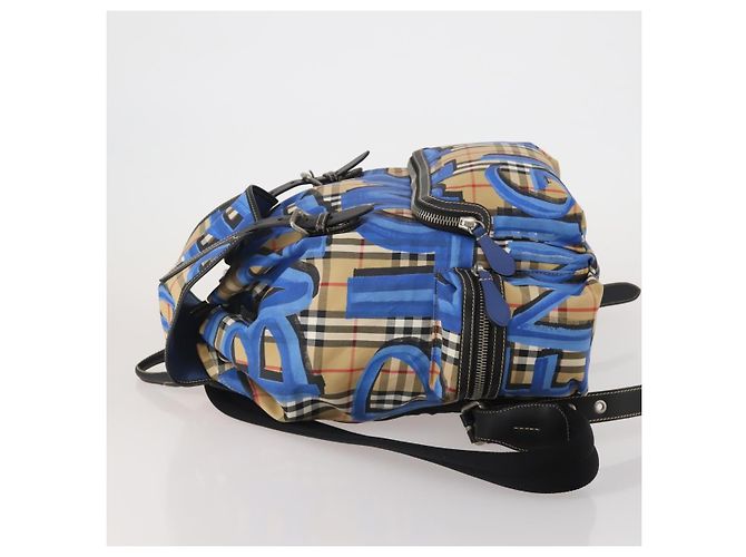Mochila BURBERRY Nova Check Nylon Beige Silver Auth mr2901A Plata - vista 4