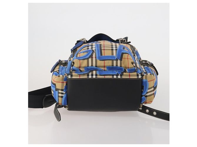 Mochila BURBERRY Nova Check Nylon Beige Silver Auth mr2901A Plata - vista 5