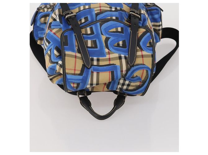 Mochila BURBERRY Nova Check Nylon Beige Silver Auth mr2901A Plata - vista 6