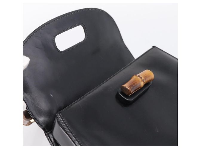 Borsa a mano GUCCI Bamboo in pelle nera e oro 000 1364 0633 Auth 201509A Nero D'oro - vista 18