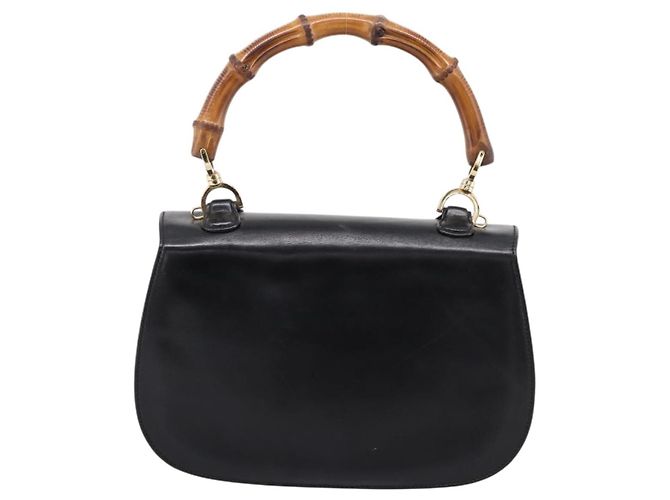 Borsa a mano GUCCI Bamboo in pelle nera e oro 000 1364 0633 Auth 201509A Nero D'oro - vista 2