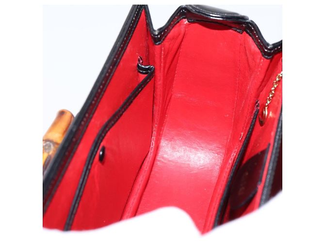 Borsa a mano GUCCI Bamboo in pelle nera e oro 000 1364 0633 Auth 201509A Nero D'oro - vista 21