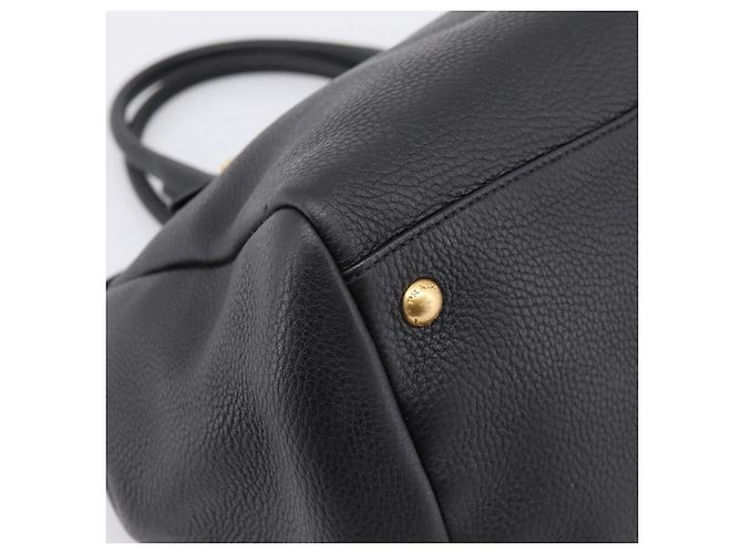 Bolsa PRADA em couro 2way Preta Dourada BN2793 Auth am12660V Preto Dourado - vista 14