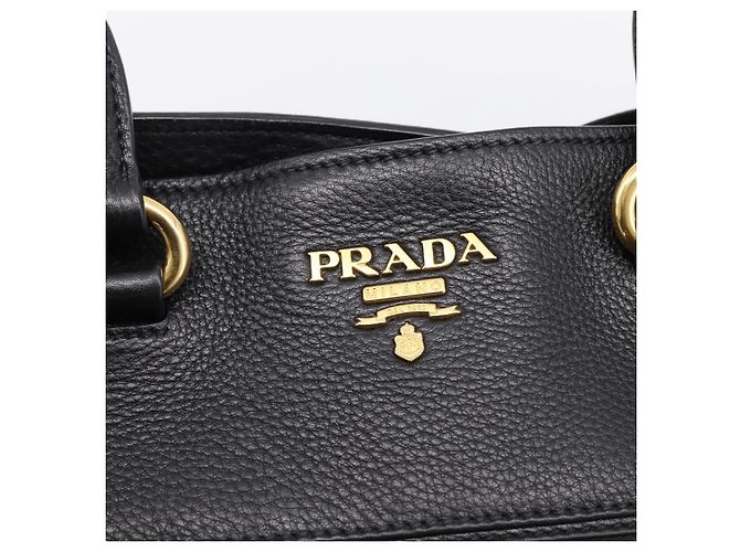 Bolsa PRADA em couro 2way Preta Dourada BN2793 Auth am12660V Preto Dourado - vista 17