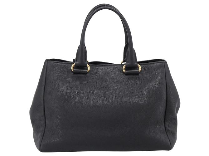 Bolsa PRADA em couro 2way Preta Dourada BN2793 Auth am12660V Preto Dourado - vista 2