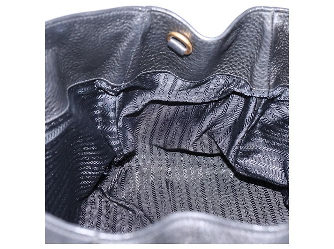 Bolsa PRADA em couro 2way Preta Dourada BN2793 Auth am12660V Preto Dourado - vista 20