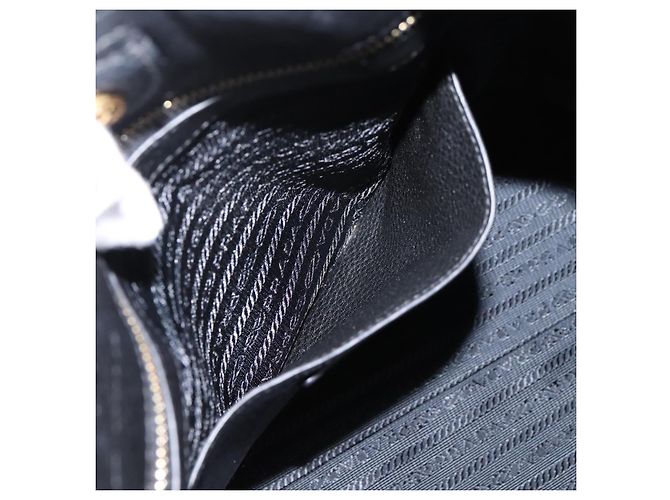 Bolsa PRADA em couro 2way Preta Dourada BN2793 Auth am12660V Preto Dourado - vista 23